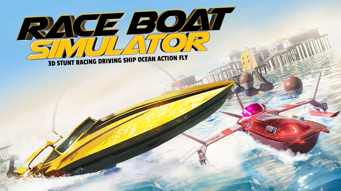 赛船模拟器   3D特技赛车驾驶船在海洋中 Race Boat Simulator   3D Stunt Racing Driving Ship in Ocea
